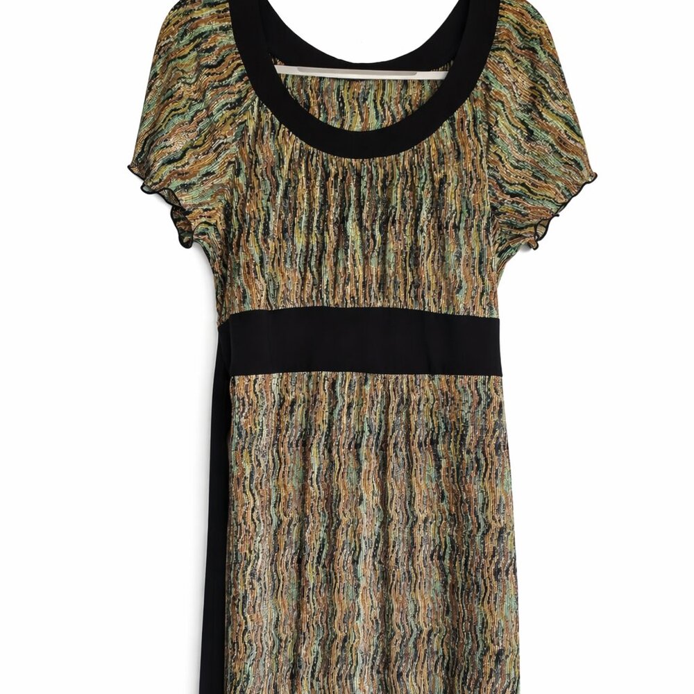 Guilia Dress W/Attached Black Belt Black Trim & Ruffled Hem No Size